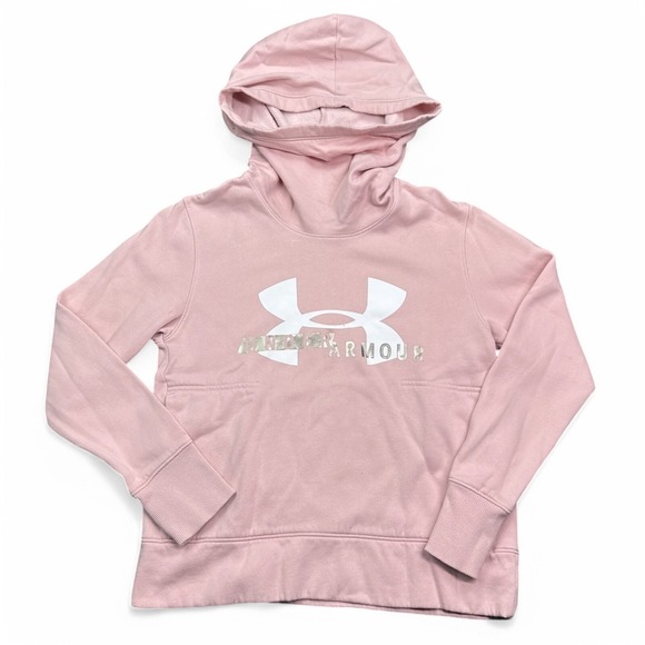 Under Armour Tops - Under Armour Hoodie Womens Size XS Pink High Neck Pullover Sweatshirt Loose Fit